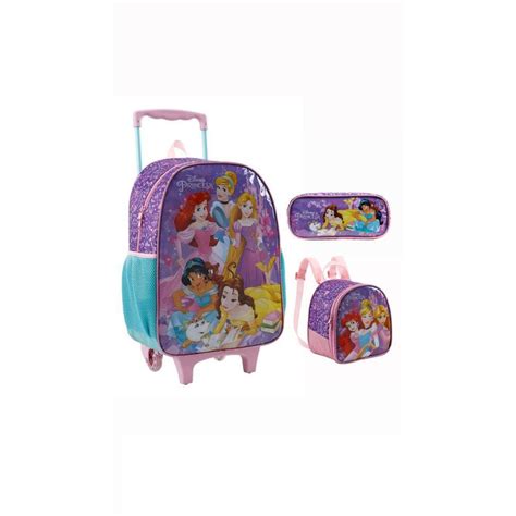 Kit Mochila Rodinhas Princesas Disney Lancheira Estojo 37511 Pontofrio