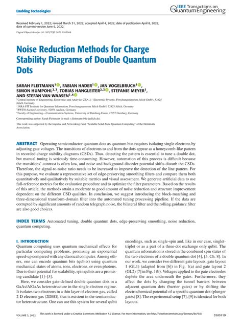 Pdf Noise Reduction Methods For Charge Stability Diagrams Of Double