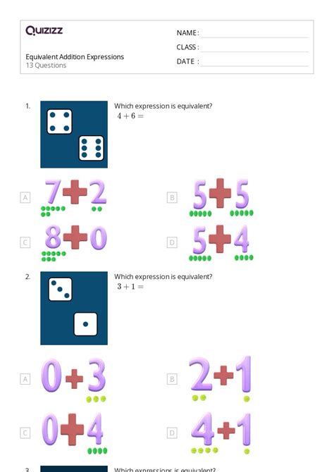 50 Evaluating Expressions Worksheets For 1st Grade On Quizizz Free