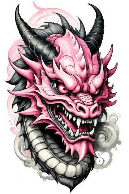 Premium AI Image | A blue and black dragon wearing an Oni Mask tattoo ...