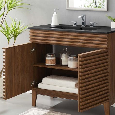 Modway Render 36 Bathroom Vanity Eei 5396 Walnut Black 30 Inch Bathroom Vanity Vanity