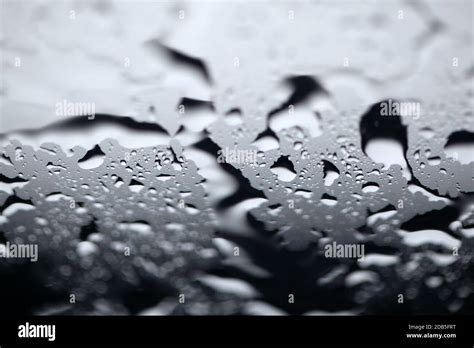 Rain Drops On Windows Glass Close Up Of Water Droplets On Glass Rain