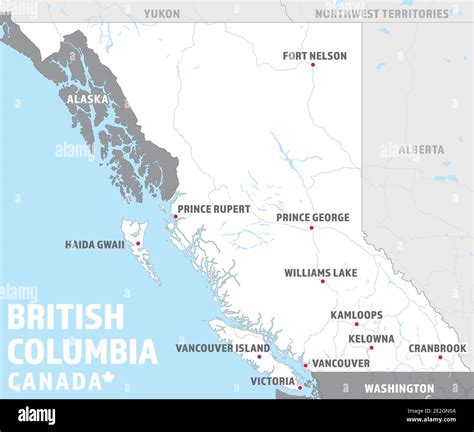 Map of British Columbia, Canada. Simple touristic BC travel map with ...