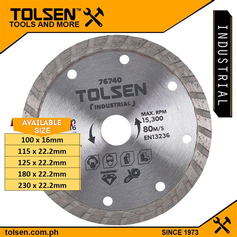 Tolsen Universal Turbo Diamond Cutting Disc 4 4 5 5 7 9