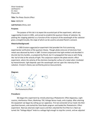 The Photoelectric Effect lab report | PDF