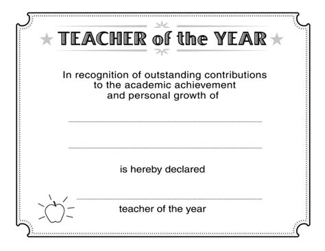 Teacher of the Year Award Certificate Template Download Fillable PDF ...