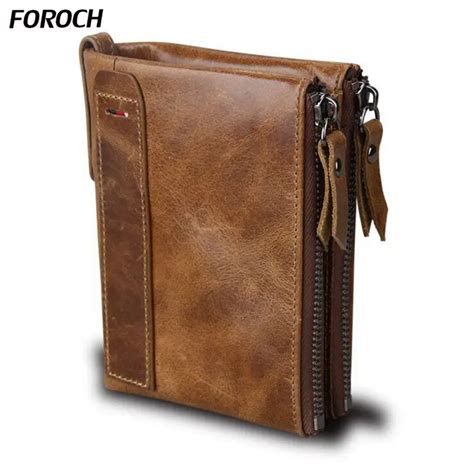 Caballo Loco Cuero auténtico hombres Carteras billetera masculina corta