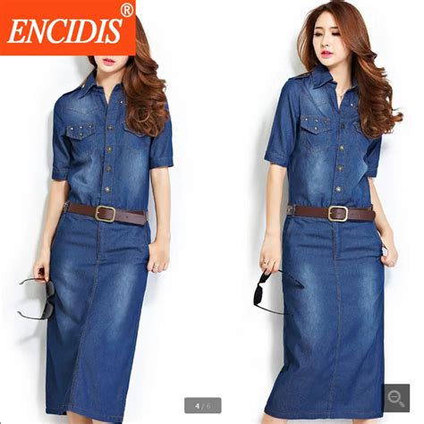 2017 Latest 3xl Plus Size Women Clothing Half Sleeve Summer Denim Midi