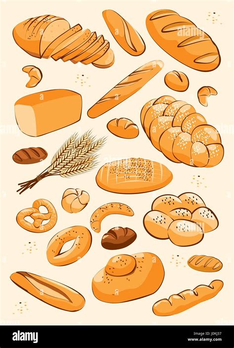 Bakery Product Set Bread And Other Pastries Isolated Set Vector