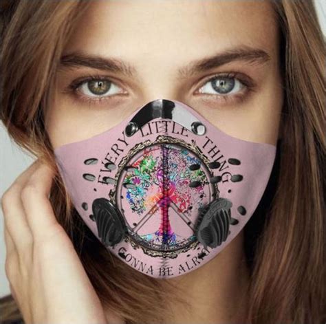 Hippie Everything Gonna Be Alright Filter Activated Carbon Face Mask Dnstyles • Leesilk Shop