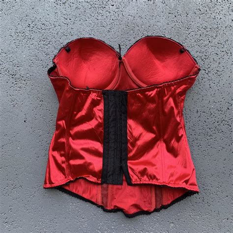 Red Mesh Lace 90s Style Bustier Corset Top Size 36c Depop