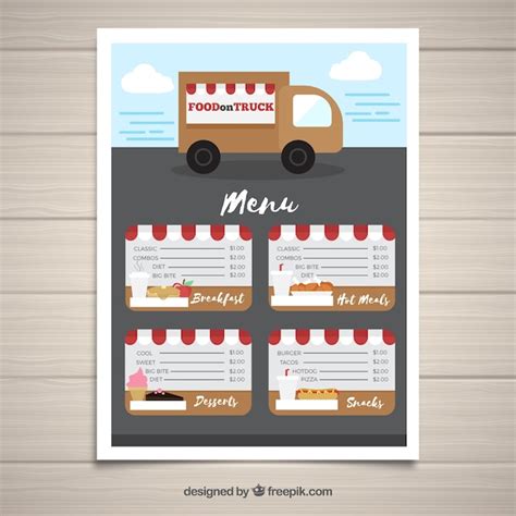 Free Vector Food Truck Menu Template With Cute Style