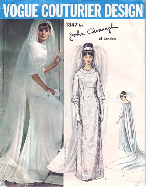 1960s Wedding Dress Bridal Gown Pattern Vogue Couturier Design 1347