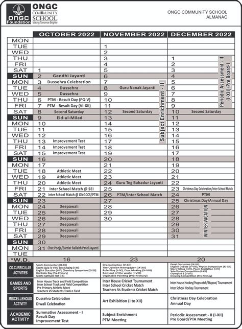 ONGC | Academic Calendar