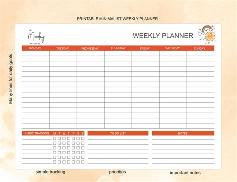 Printable Weekly Planner A4 Size - Etsy