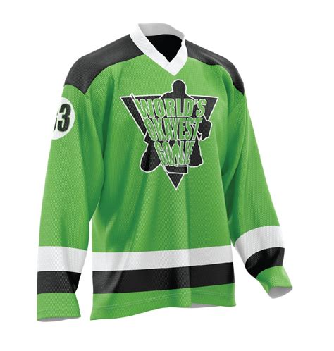 Worlds Okayest Goalie Hockey Jersey Neon Etsy