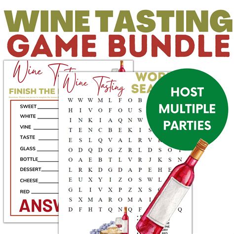 Wine Tasting Game Bundle Printable Party Games Instant Etsy