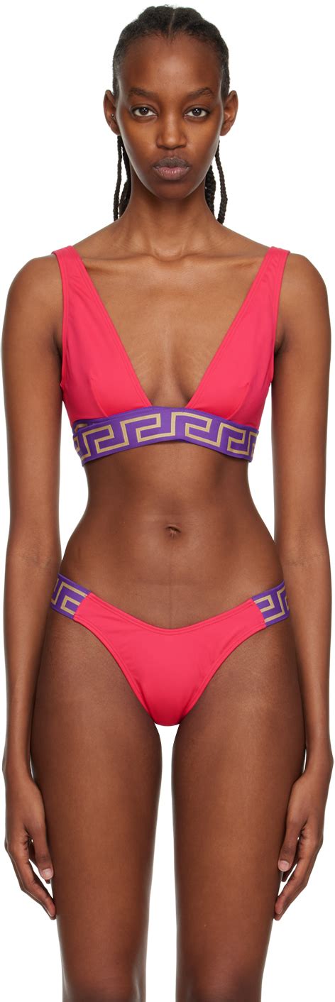 Versace Underwear Pink Greca Border Bikini Top Versace Underwear