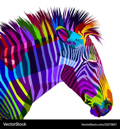 Colorful Zebra Isolated On White Background Vector Image