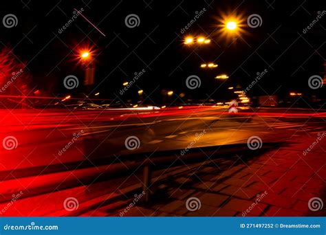 Lights Of Cars At Night Street Line Lights Night Highway City Long