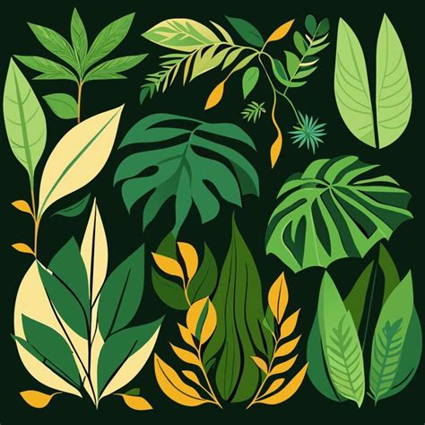 Premium Vector Vector Rainforest Foliage Concepts Flat Design Icons