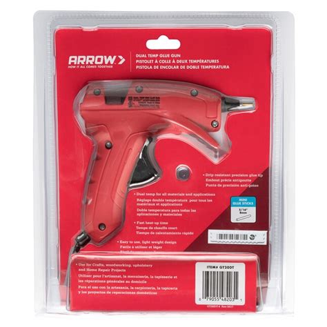 Arrow Dual Temp Glue Gun 20 Watts Gt20dt Ul Safety Listed Uses 0 3125 In Glue Sticks High