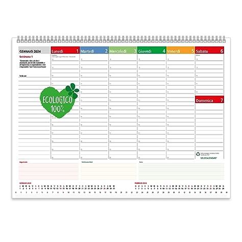 Planner 2024 Settimanale Da Tavolo SPIRALATO Con Tutte Le DATE STAMPATE