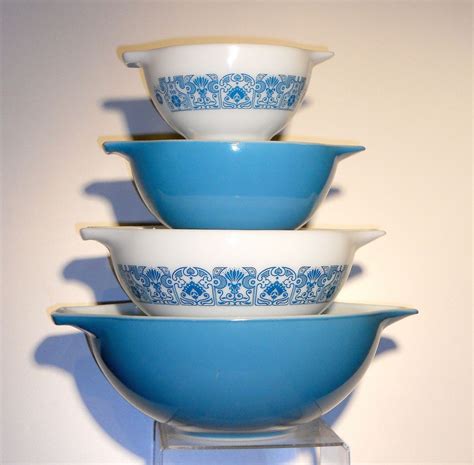 Pyrex Horizon Blue Cinderella Bowl Set Vintage Pyrex Glass Bowl