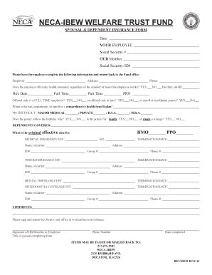 Spousal Dependent Insurance Form The NECA IBEW Benefits Fill