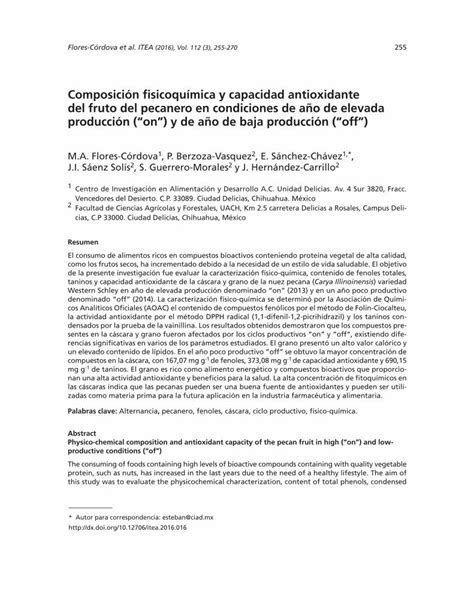 Pdf Composici N Fisicoqu Mica Y Capacidad Antioxidante Del