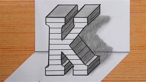 3d Drawing Letter K On Paper How To Draw Easy Trick Art Alphabet For