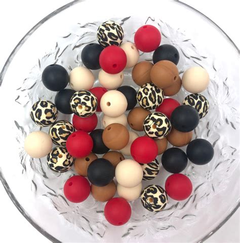 Leopard Silicone Bead Mix 50 Or 100 Bulk Round Silicone Beads Usa