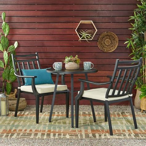 3 Piece Metal Outdoor Bistro Sets With Beige Cushion Bistro617 2 The