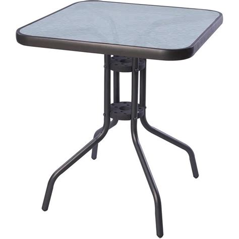 Mojawo Table De Bistro Rectangulaire En Verre Et M Tal Gris Fonc X