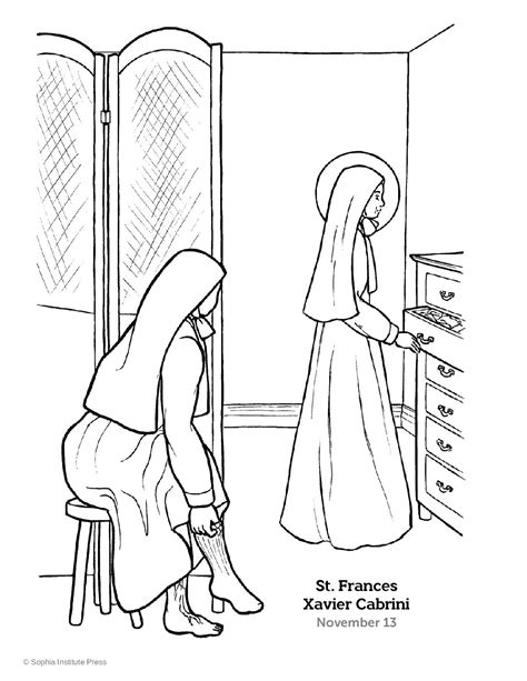 St Frances Xavier Cabrini Story And Coloring Page Sophia Teachers