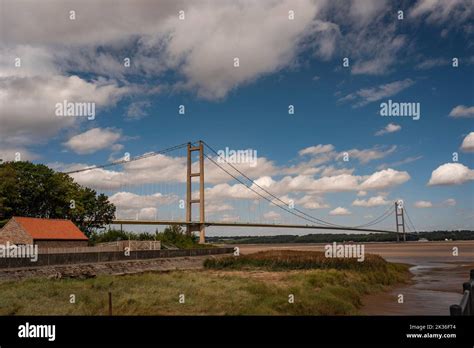 The Humber Bridge viewed from Barton upon Humber in North Lincolnshire ...