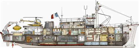 Calypso ship Cutaway Drawing in High quality