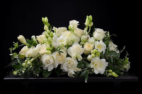 Premium Photo | White Elegance Arrangement of Roses and Freesia Flowers