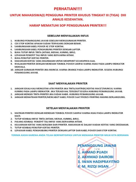 Sop Printer Pdf