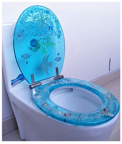 Blue Oval Toilet Seat Seashell Resin Cushion Bathroom Toilet Seat Cover ...