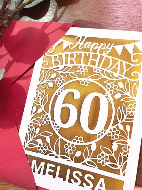 60th Birthday Card Svg Papercut Card Svg Name Card Svg Card Etsy Ireland