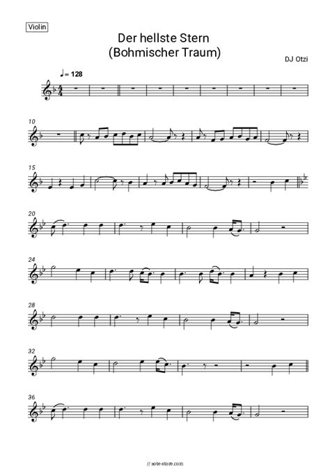 Der Hellste Stern Bohmischer Traum Violin Sheet Music Dj Ötzi In Note