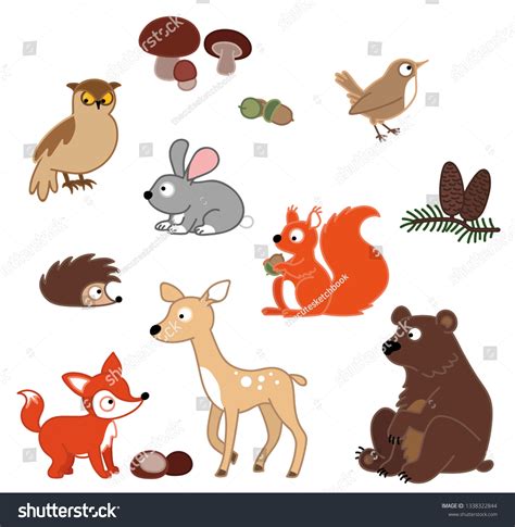 Clip Art Forest Animals Set Stock Vector (Royalty Free) 1338322844 ...