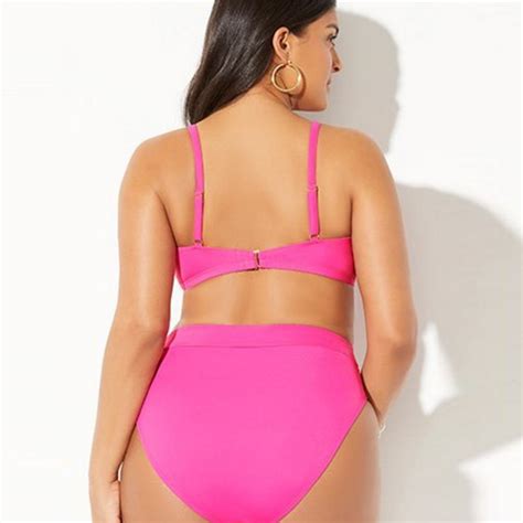 Maillot De Bain Taille Haute Bikini Grande Taille Femmes Sexy Noeud Papillon Push Up Type