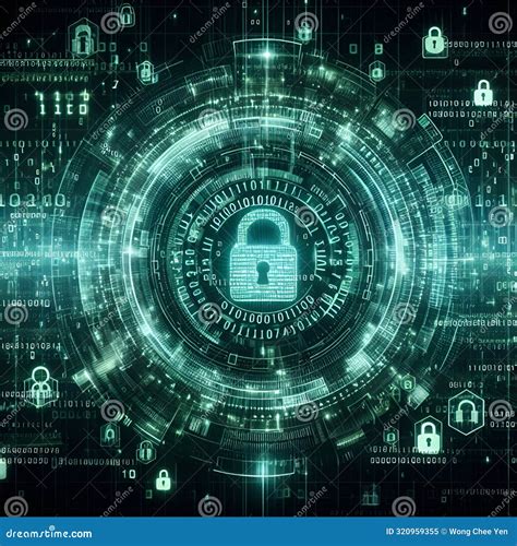 Cyber Security Lock Green Matrix Wallpaper Design Stock Image - Image ...