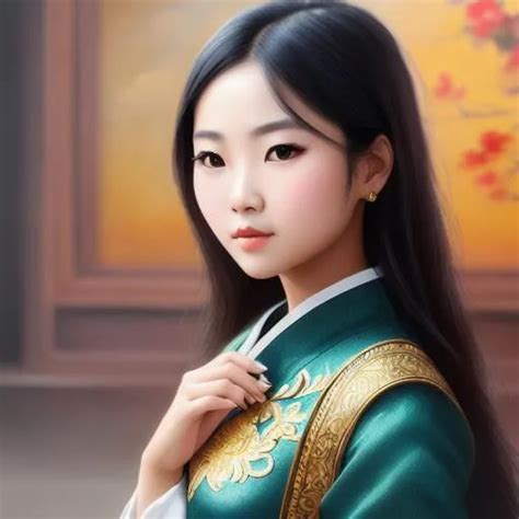 Beautiful Vietnamese Girl Oil Painting Uhd 8k Ver Openart