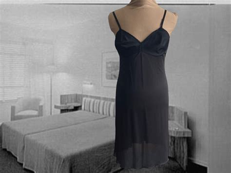 Vintage Lingerie Full Slip Black Vanity Fair Nylon Dress Slip