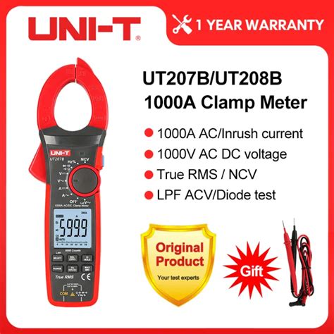 UNI T True RMS Digital Clamp Meter AC DC Saat Ini 1000A 1000V UT207B