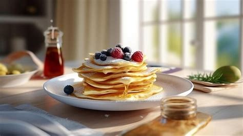 Premium AI Image | Stack of pancakes with delicious toppings