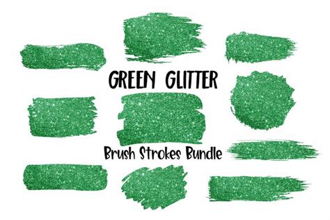 Green Glitter Brush Strokes Sublimation Background Set